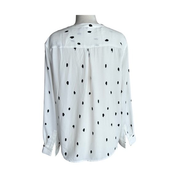JASMINE & JULIANA White and Black Splodge Long Sleeves Blouse Size Large - Picture 3 of 13